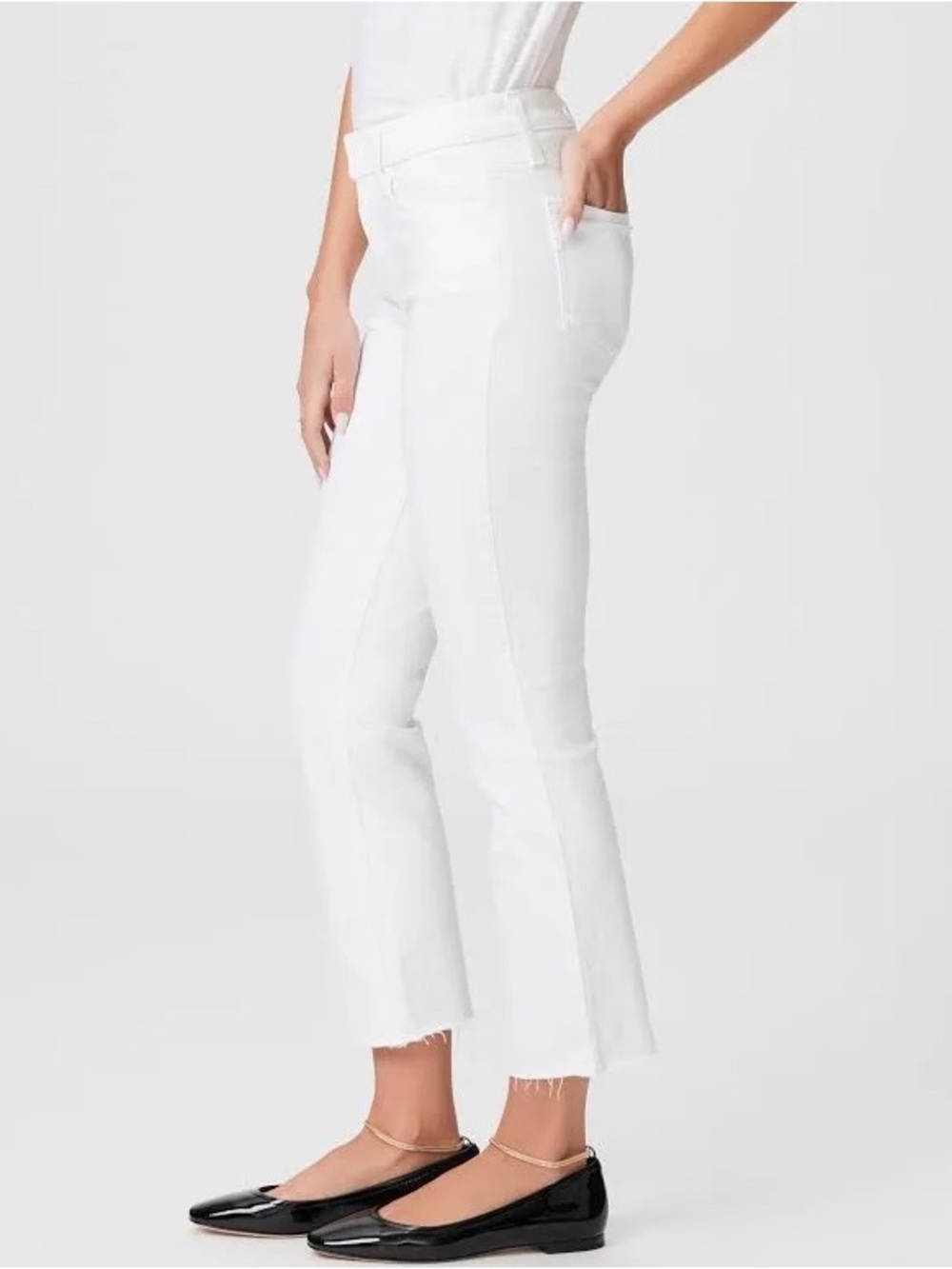 PAIGE Cindy White Cropped Straight-Leg Jeans